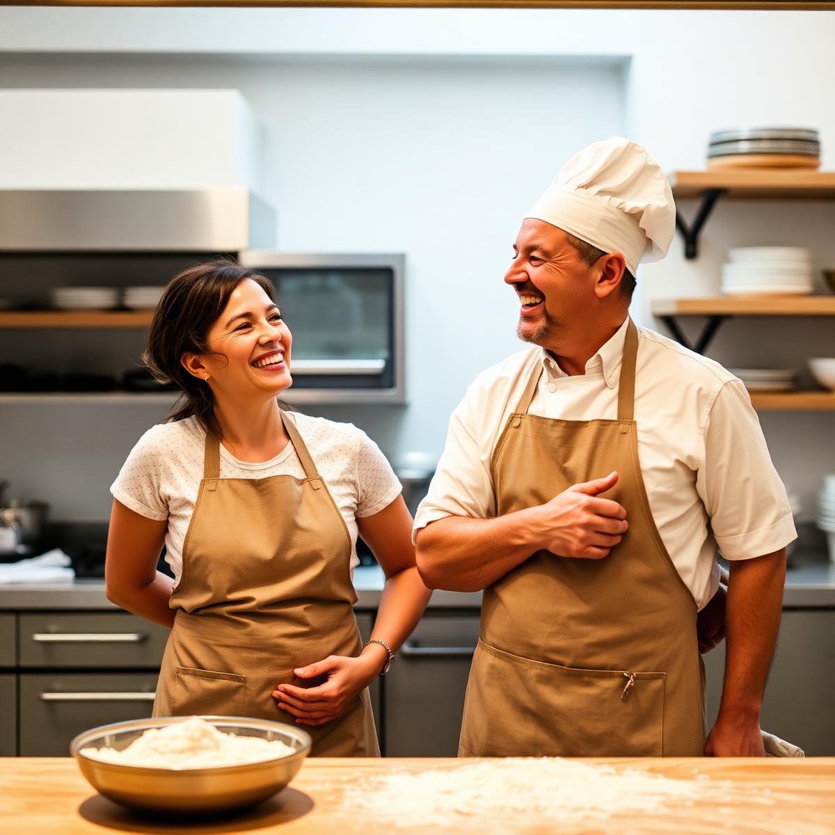 Ugly Duckling owners Ilma Lopez and Damian Sansonetti laughing in the kitchen